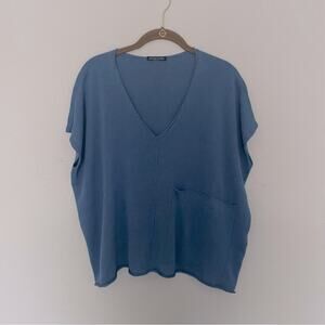 Eileen Fisher Cobalt Blue Sleeveless Knit Top Oversized NWOT